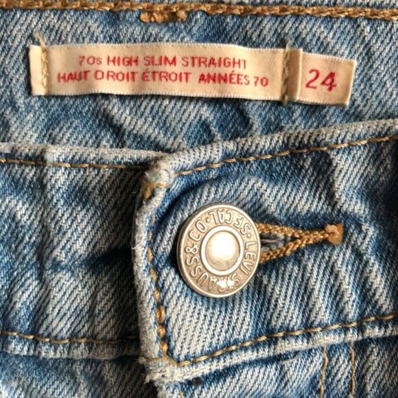 Levi’s 70s High Slim Straight Jeans Size 24 Light Wash Vintage Stonewash Style - Picture 12 of 15